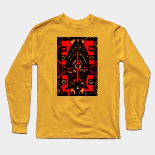 African Mask traditional tribal symbolic pattern design Long Sleeve T-Shirt